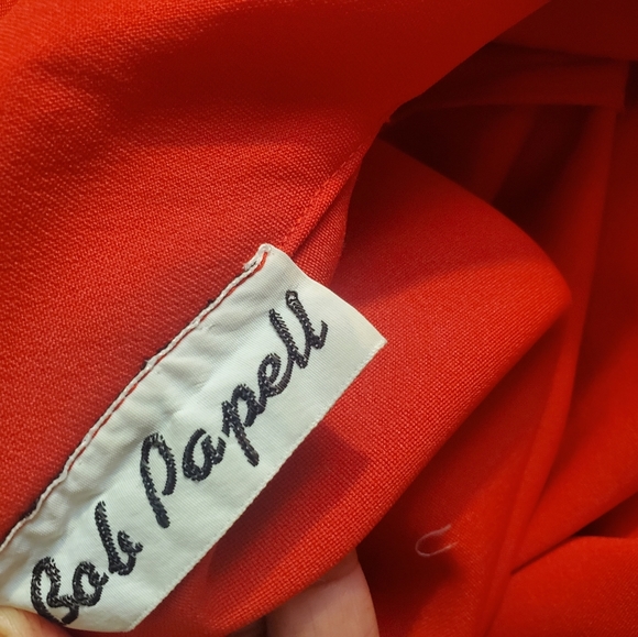 Vintage retro belted red coat with pockets - Picture 2 of 6